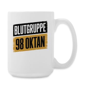 Blutgruppe 98 Oktan - Benzin Design - Große Tasse 440 ml - Weiß - Rechts