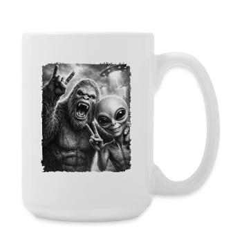 Bigfoot, Alien Rocker, Musique Rock, Main de Rock, OVNI - Grande tasse 440 ml - blanc - Droite