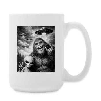 Bigfoot, Alien Rocker, Musique Rock, Main de Rock, OVNI - Grande tasse 440 ml - blanc - Droite