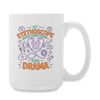 Nurse Practitioner My Stethoscope Hears Nursing - Große Tasse 440 ml - Weiß - Rechts