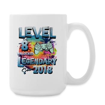 Level 8 Jahre Freigeschaltet seit 2018 Geburtstag - Große Tasse 440 ml - Weiß - Rechts