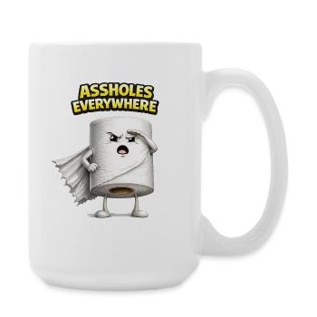 Assholes Everywhere 3D Humor Design - Große Tasse 440 ml - Weiß - Rechts
