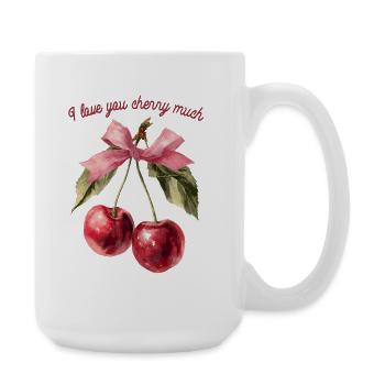 Cerises avec ruban | Saint-Valentin - Amour - Grande tasse 440 ml - blanc - Droite
