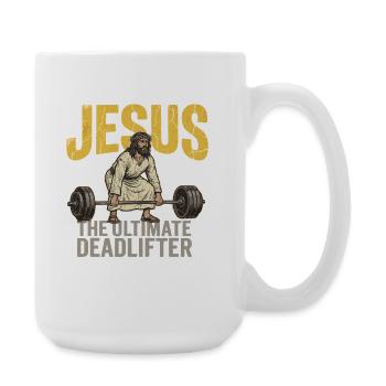 Jésus, le souleveur de terre ultime – Retro Fitness - Grande tasse 440 ml - blanc - Droite