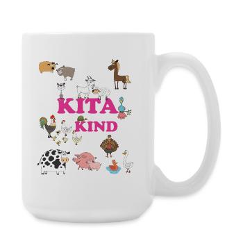 Kita Kind Tierwelt – Bunte Tiere - Große Tasse 440 ml - Weiß - Rechts