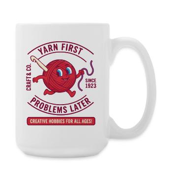 Garn Erste Probleme Später Lustiges Häkeln Liebhabergarn - Große Tasse 440 ml - Weiß - Rechts