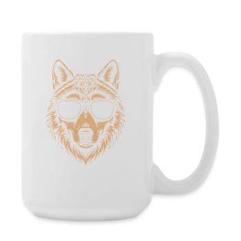 Sommerwolf mit Sonnenbrille - Große Tasse 440 ml - Weiß - Rechts