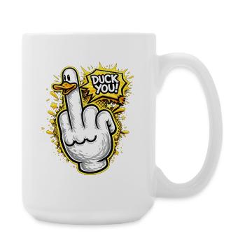 Duck You Comic Style Middle Finger Duck - Large Mug 440 ml - white - Right
