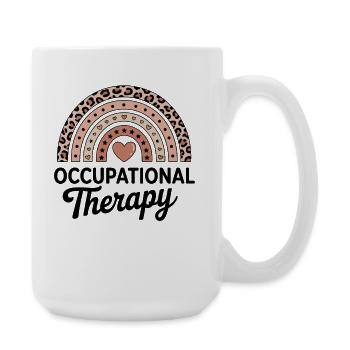 Regenbogen Herz Therapie Motiv - Große Tasse 440 ml - Weiß - Rechts