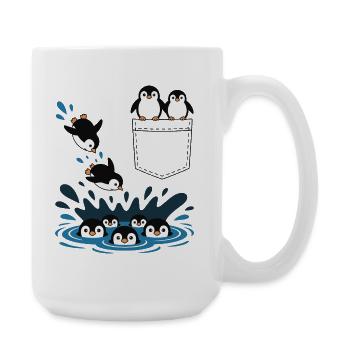 Penguin Jump Into The Water Pocket Design - Large Mug 440 ml - white - Right