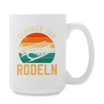 Bob Fahrer GEBOREN ZUM RODELN LUSTIG - Große Tasse 440 ml - Weiß - Rechts