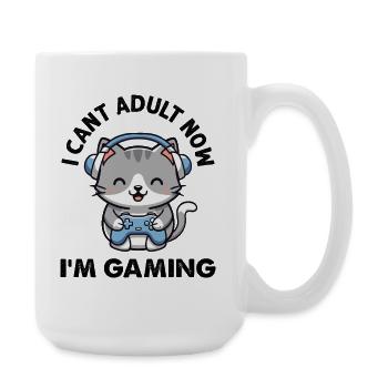 I cant Adult now I'm Gaming funny Gamer Cat - Große Tasse 440 ml - Weiß - Rechts