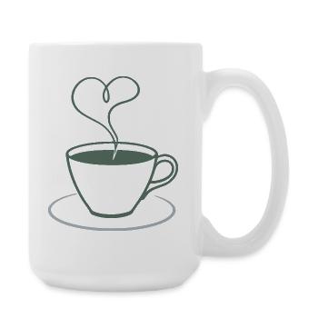 Herzdampf Kaffee Illustration - Große Tasse 440 ml - Weiß - Rechts