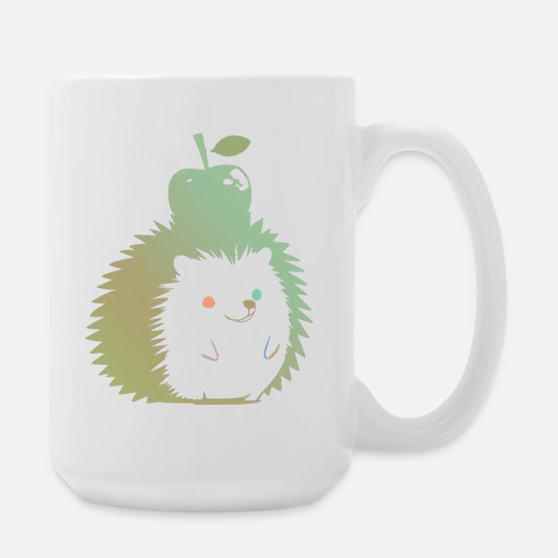 Pastell-Igel mit Apfel - Große Tasse 440 ml - Weiß