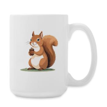 Squirrel with Acorn Caricature - Large Mug 440 ml - white - Right
