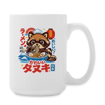 Kawaii Waschbär | Ramen | Nudelsuppe | Fast Food - Große Tasse 440 ml - Weiß - Rechts