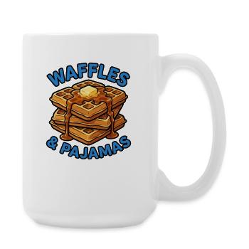 Waffles and pajamas love breakfast waffles - Large Mug 440 ml - white - Right