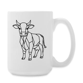 Contour géométrique de vache low poly - Grande tasse 440 ml - blanc - Droite
