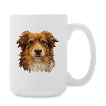 Australian Shepherd – Geometric Dog Art Design - Large Mug 440 ml - white - Right
