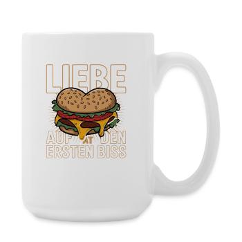  Liebe Auf Den Ersten Biss Herzburger Cheeseburger - Große Tasse 440 ml - Weiß - Rechts