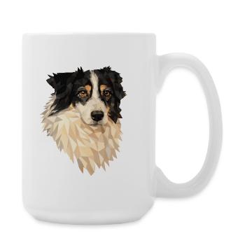 Low Polygon Dog – Geometric Dog Art Design - Large Mug 440 ml - white - Right