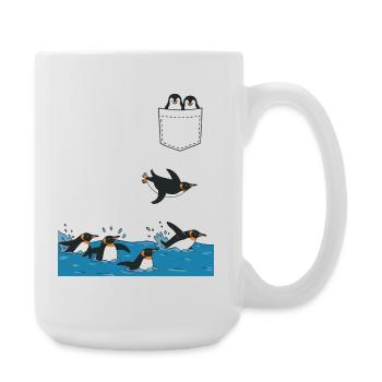 Penguin Jump Into The Water Pocket Design - Large Mug 440 ml - white - Right