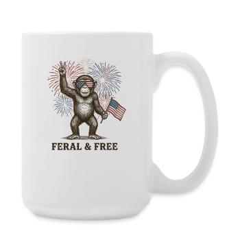 Wilder und freier Affe – Lustige patriotische Bild - Große Tasse 440 ml - Weiß - Rechts