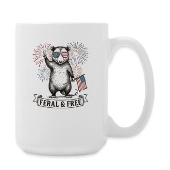 Wildes und freies Opossum – Lustiges patriotisches - Große Tasse 440 ml - Weiß - Rechts