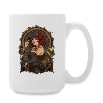 Steam Punk Beautiful Women Steampunk - Large Mug 440 ml - white - Right
