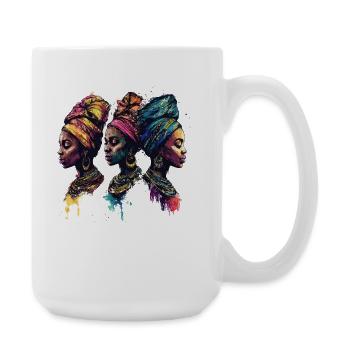 Dreifache afrikanische Kopfwrap Ikonen - Große Tasse 440 ml - Weiß - Rechts