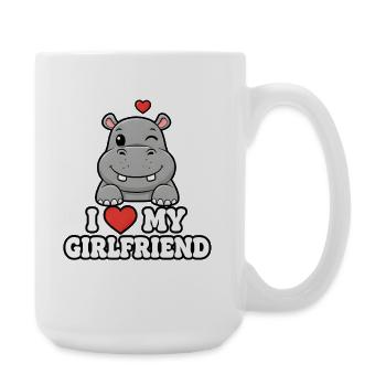 Cute Hippo I Love My Girlfriend Design - Large Mug 440 ml - white - Right
