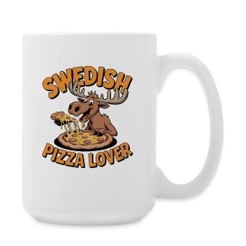  Swedish Pizza Lover Lustiger Elch Mit Pizza Für - Große Tasse 440 ml - Weiß - Rechts