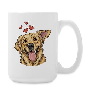 Fröhlicher Hund mit Herzen - Große Tasse 440 ml - Weiß - Rechts