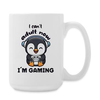 I cant Adult now I'm Gaming funny Gamer Penguin - Große Tasse 440 ml - Weiß - Rechts