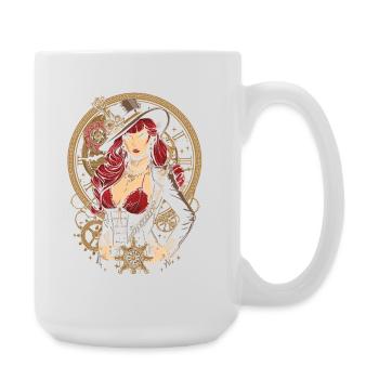 Steam Punk Beautiful Women Steampunk - Large Mug 440 ml - white - Right