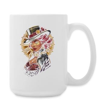 Steam Punk Beautiful Women Steampunk - Large Mug 440 ml - white - Right