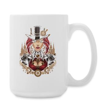 Steam Punk Schöne Frauen Steampunk - Große Tasse 440 ml - Weiß - Rechts
