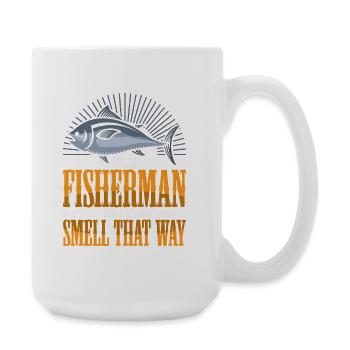 Fisherman Pensioner Senior Pension Fishing Man - Large Mug 440 ml - white - Right