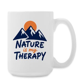 Nature is my Therapy Mountains for Hikers - Large Mug 440 ml - white - Right