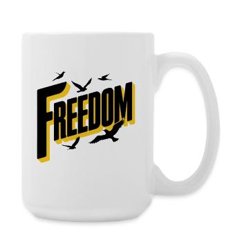 Freedom Bold Typography with Birds - Large Mug 440 ml - white - Right