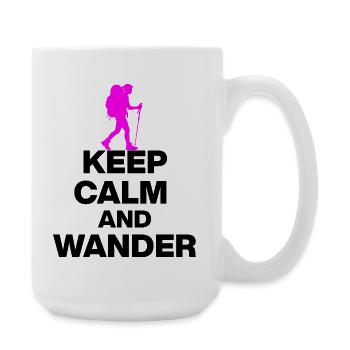 KEEP CALM AND WANDER!, HIKEING LAUFEN TRAIL PINK s - Large Mug 440 ml - white - Right