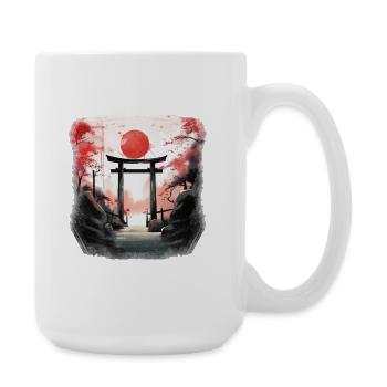 Red Torii on Autumn Trail - Large Mug 440 ml - white - Right