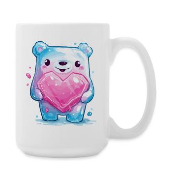 Cuddly bear with heart crystal - Large Mug 440 ml - white - Right