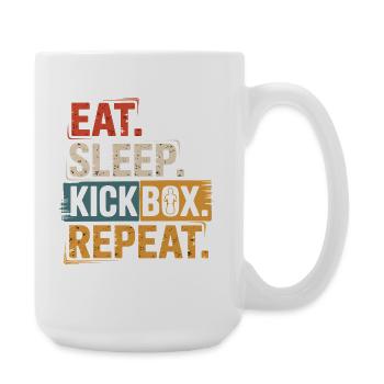 Eat Sleep Kickbox Repeat - Große Tasse 440 ml - Weiß - Rechts