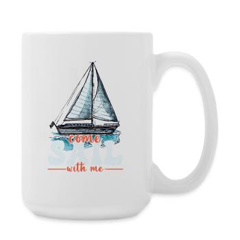 Viens naviguer avec moi, capitaine de voile - Grande tasse 440 ml - blanc - Droite