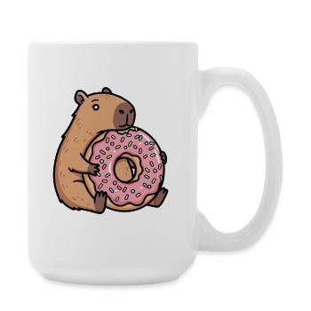 Capybara mit Donut süßes Relax Tiermotiv - Große Tasse 440 ml - Weiß - Rechts