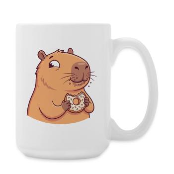 Capybara with donut funny cute animal motif - Large Mug 440 ml - white - Right