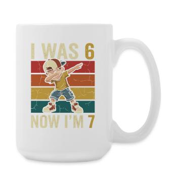 7th Birthday Boy 7 Years Old, I Was 6 Now In 7 - Large Mug 440 ml - white - Right