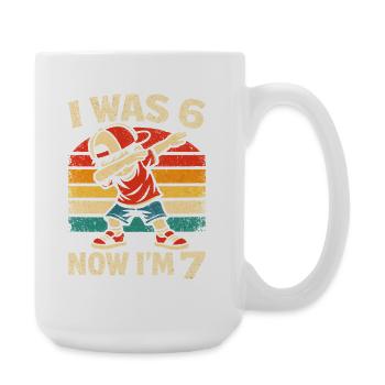 7th Birthday Boy 7 Years Old, I Was 6 Now In 7 - Large Mug 440 ml - white - Right