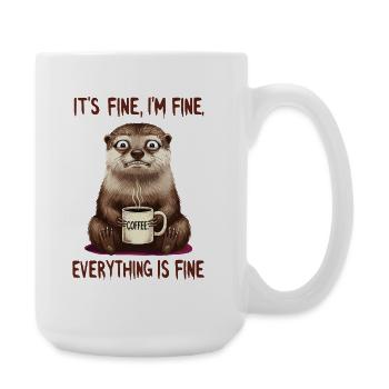 Ça va, je vais bien, humour de loutre de café - Grande tasse 440 ml - blanc - Droite
